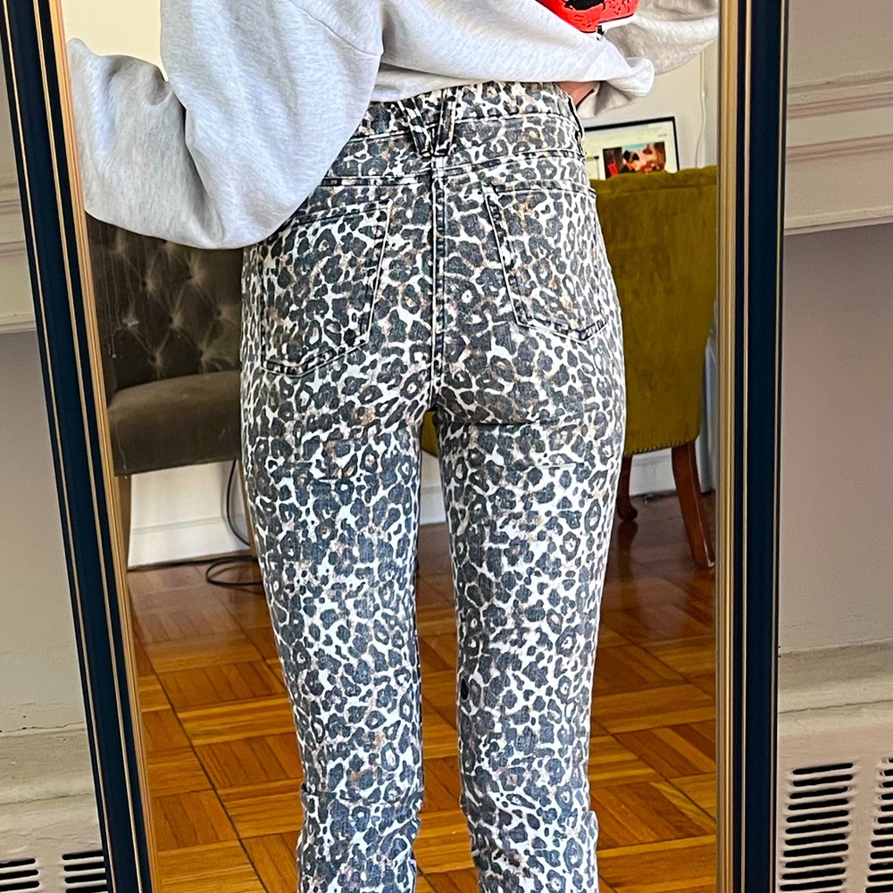 Animal print button-fly pants